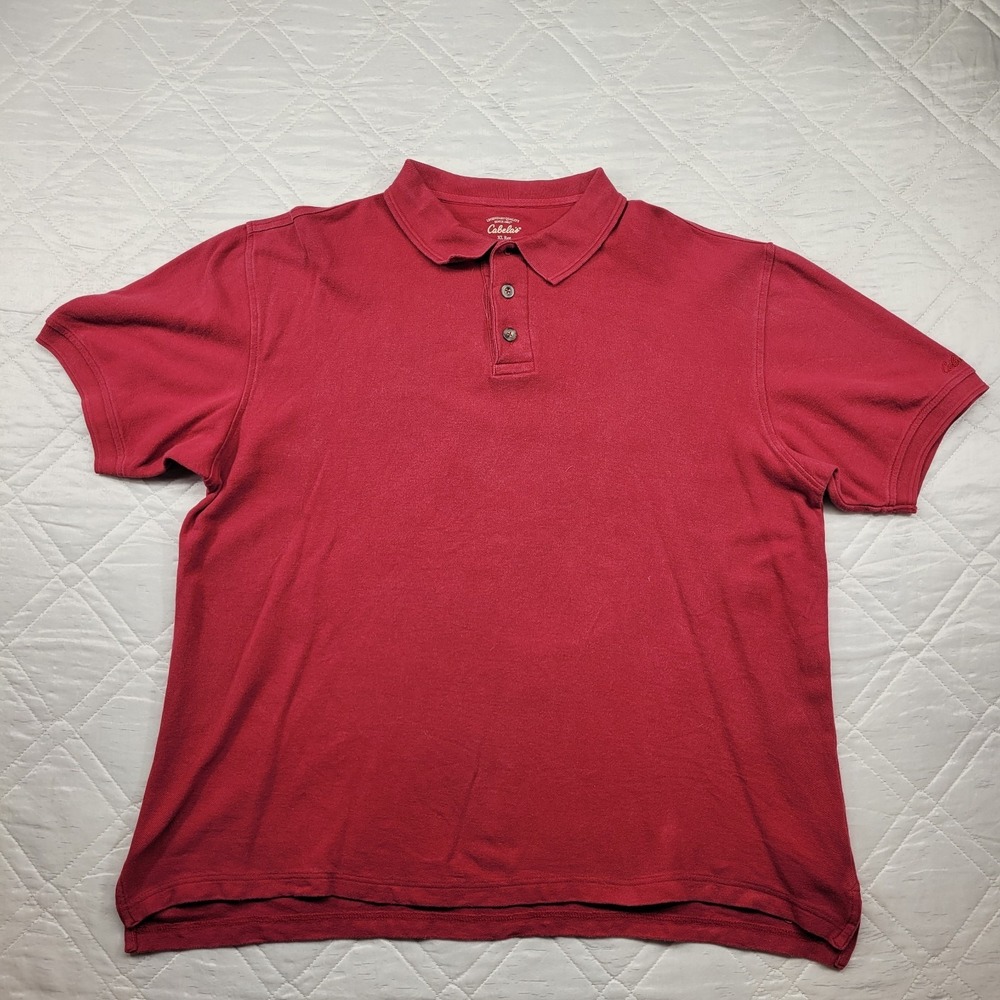 Cabela's 100% cotton heavy‎ weight red Polo shirt size XL Reg